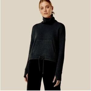 SWEATY BETTY Restful Boucle Textured Pullover Sweatshirt Black, Size 8